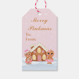 Merry Pinkmas Gingerbread Gift Tags