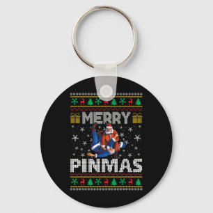 Merry Pinmas Funny Christmas Sweater Santa Wrestli Key Ring