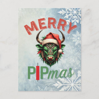 Merry PIPmas Trading Bull Christmas Design – Funny Postcard