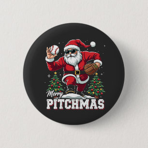 Merry Pitchmas Christmas Santa Baseball Lover  6 Cm Round Badge