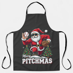 Merry Pitchmas Christmas Santa Baseball Lover  Apron