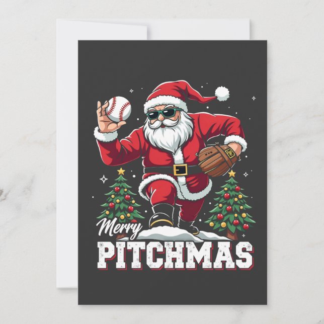 Merry Pitchmas Christmas Santa Baseball Lover  Invitation (Front)