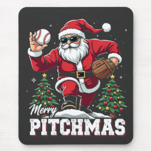 Merry Pitchmas Christmas Santa Baseball Lover  Mouse Pad