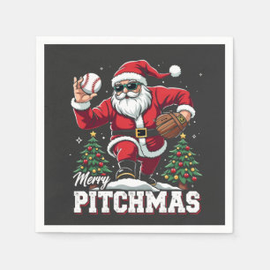 Merry Pitchmas Christmas Santa Baseball Lover Napkin