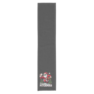 Merry Pitchmas Christmas Santa Baseball Lover Short Table Runner