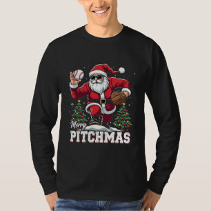 Merry Pitchmas Christmas Santa Baseball Lover  T-Shirt