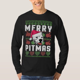 Merry Pitmas Dog Lover Pitbull Christmas T-Shirt