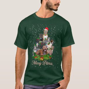 Merry Pitmas Funny Pitbull Dog Ugly Christmas Tree T-Shirt