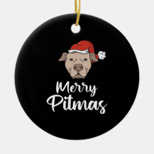 Merry Pitmas Pitbull Christmas Ceramic Tree Decoration