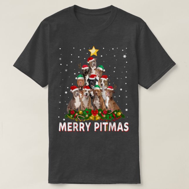 Merry Pitmas Pitbull Dog Ugly Christmas Sweater Tr (Design Front)