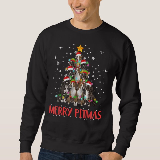 Merry Pitmas Pitbull Dog Ugly Christmas Sweater Tr (Front)