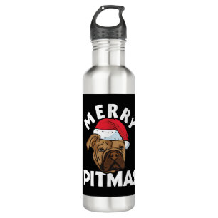 Merry Pitmas Pitbull Dog Ugly Christmas Sweater Tr 710 Ml Water Bottle