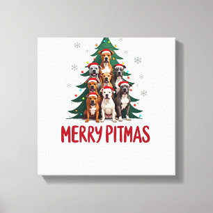 Merry Pitmas Pitbull Dog Ugly Christmas Sweater Tr Canvas Print