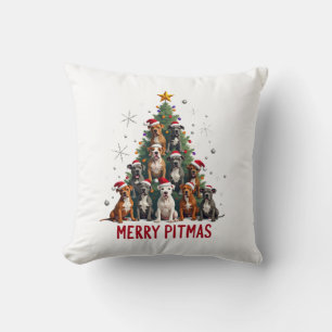 Merry Pitmas Pitbull Dog Ugly Christmas Sweater Tr Cushion