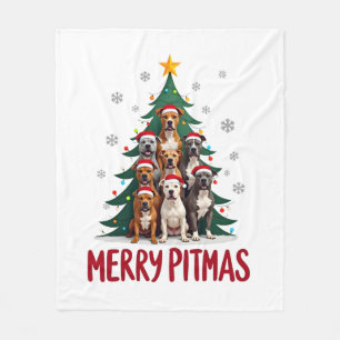 Merry Pitmas Pitbull Dog Ugly Christmas Sweater Tr Fleece Blanket