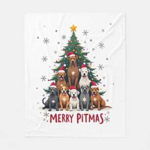 Merry Pitmas Pitbull Dog Ugly Christmas Sweater Tr Fleece Blanket