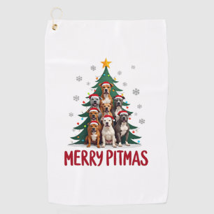 Merry Pitmas Pitbull Dog Ugly Christmas Sweater Tr Golf Towel