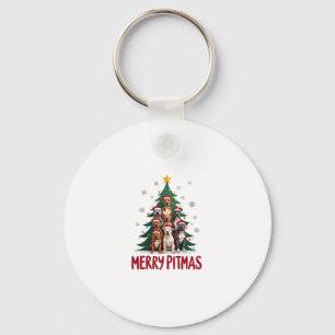 Merry Pitmas Pitbull Dog Ugly Christmas Sweater Tr Key Ring