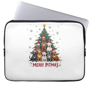 Merry Pitmas Pitbull Dog Ugly Christmas Sweater Tr Laptop Sleeve
