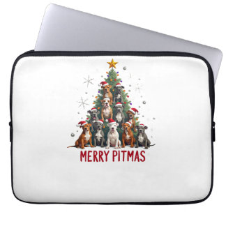 Merry Pitmas Pitbull Dog Ugly Christmas Sweater Tr Laptop Sleeve