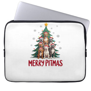Merry Pitmas Pitbull Dog Ugly Christmas Sweater Tr Laptop Sleeve