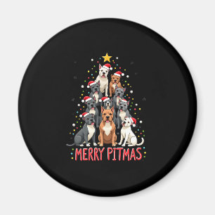 Merry Pitmas Pitbull Dog Ugly Christmas Sweater Tr Magnet