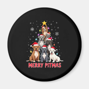 Merry Pitmas Pitbull Dog Ugly Christmas Sweater Tr Magnet