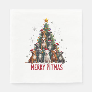 Merry Pitmas Pitbull Dog Ugly Christmas Sweater Tr Napkin