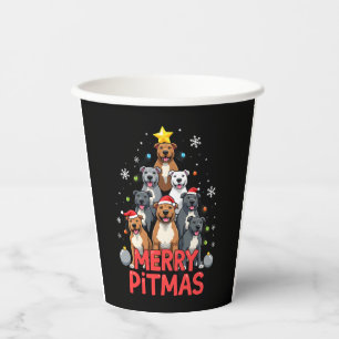 Merry Pitmas Pitbull Dog Ugly Christmas Sweater Tr Paper Cups