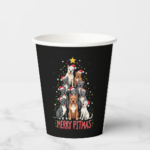 Merry Pitmas Pitbull Dog Ugly Christmas Sweater Tr Paper Cups