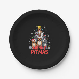 Merry Pitmas Pitbull Dog Ugly Christmas Sweater Tr Paper Plate