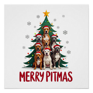 Merry Pitmas Pitbull Dog Ugly Christmas Sweater Tr Poster