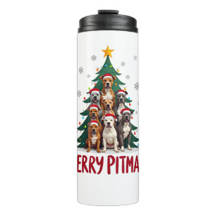 Merry Pitmas Pitbull Dog Ugly Christmas Sweater Tr Thermal Tumbler