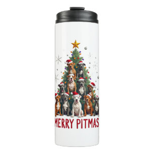 Merry Pitmas Pitbull Dog Ugly Christmas Sweater Tr Thermal Tumbler