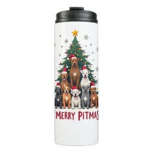 Merry Pitmas Pitbull Dog Ugly Christmas Sweater Tr Thermal Tumbler