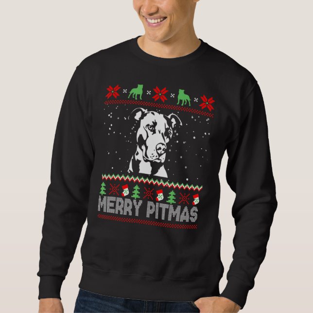 Merry Pitmas Pitbull Dog Ugly Sweater For Dog (Front)