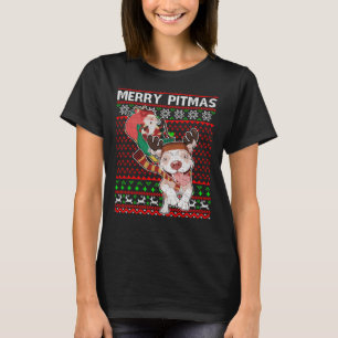 Merry Pitmas Ugly Christmas Pitbull Dog Swea T-Shirt