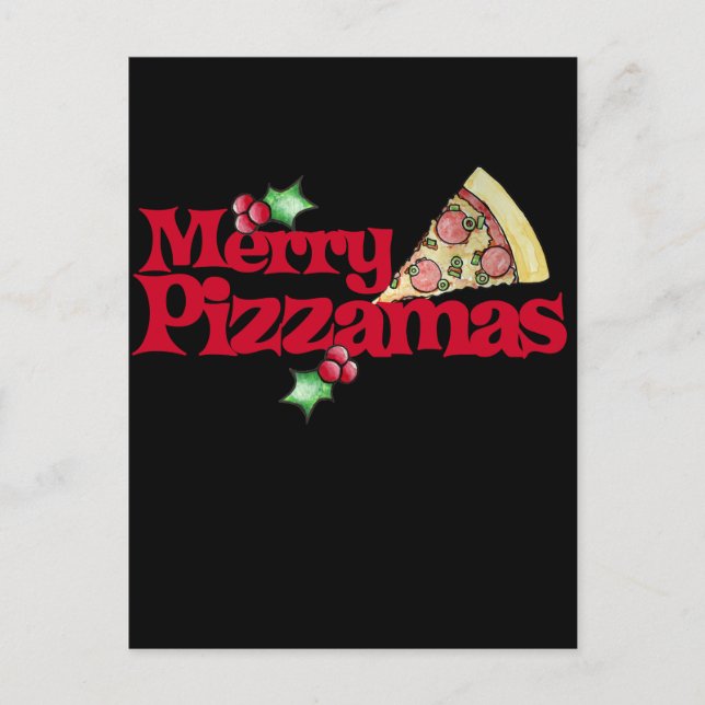 merry pizzamas holiday postcard (Front)