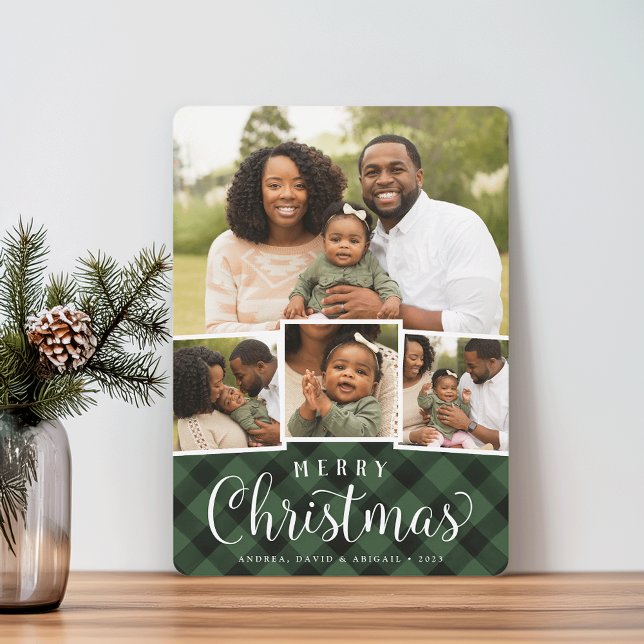 Merry Plaid | Holiday Photo Collage Card (Creator Uploaded)