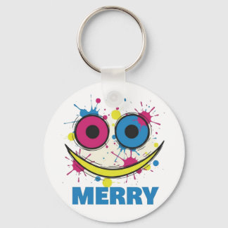 Merry Pop: Colorful & Playful Modern Art Christmas Key Ring