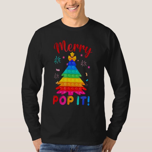 Merry Pop IT Christmas tree Fidgets Popit T-Shirt (Front)