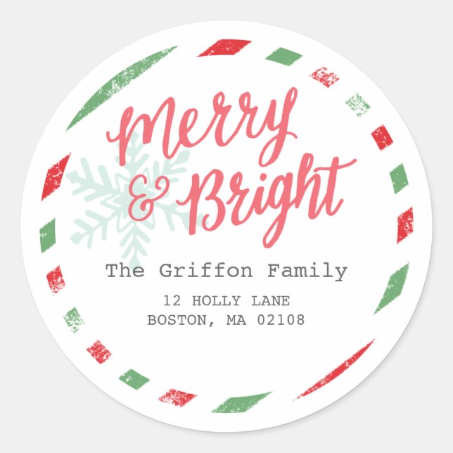 Merry Postage Collection Classic Round Sticker (Front)