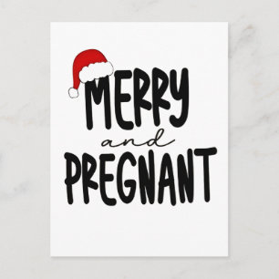 Merry & Pregnant Pregnancy Announcement Santa Hat