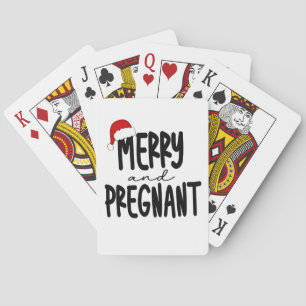 Merry & Pregnant Pregnancy Announcement Santa Hat Playing Cards