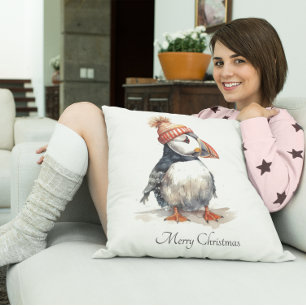 Merry Puffin Cushion