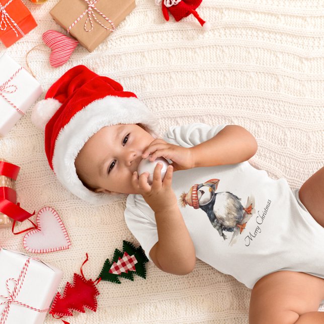 Merry Puffin, custom Baby Bodysuit (Creator Uploaded)
