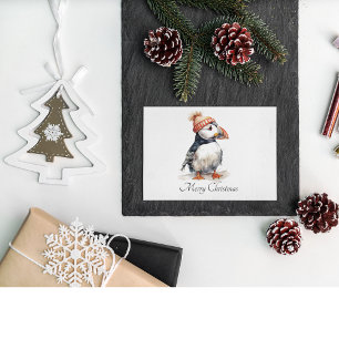 Merry Puffin, custom Holiday Postcard