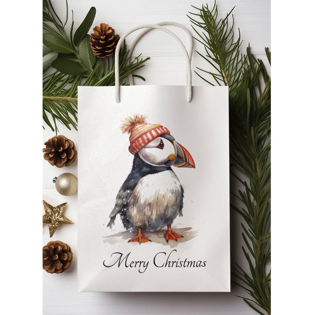 Merry Puffin, custom Large Gift Bag (Creator Uploaded)