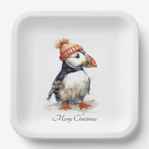 Merry Puffin, custom Paper Plate
