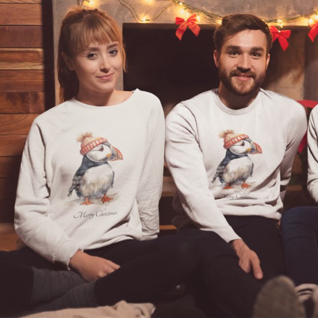 Merry Puffin, custom Sweatshirt (Creator Uploaded)